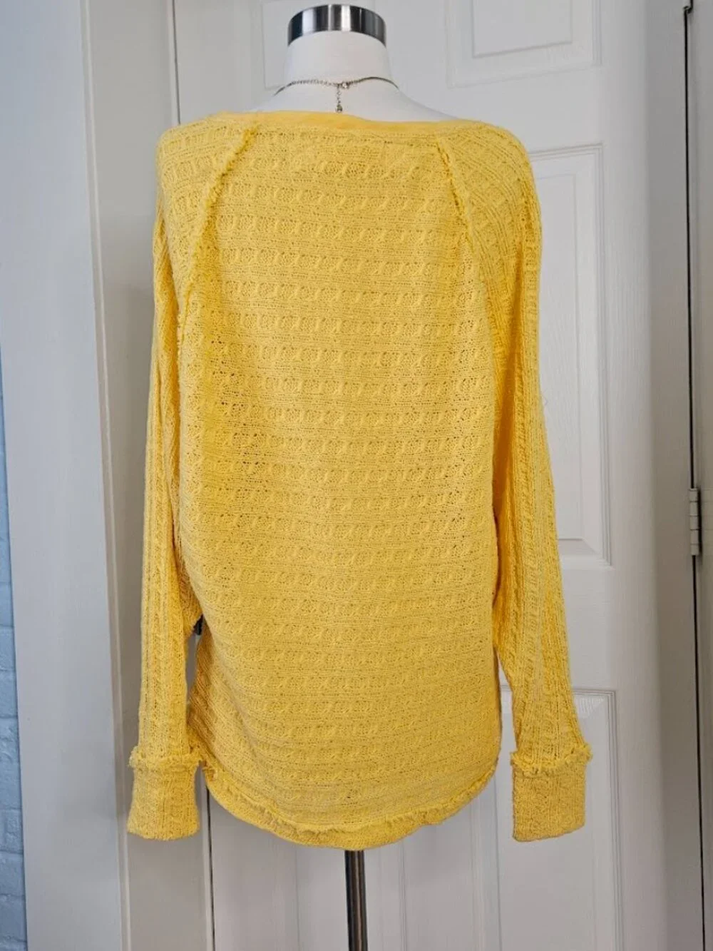 Free People Yellow Knit Sweater Cotton Dolman Sleeve Oversized We The Free Small
